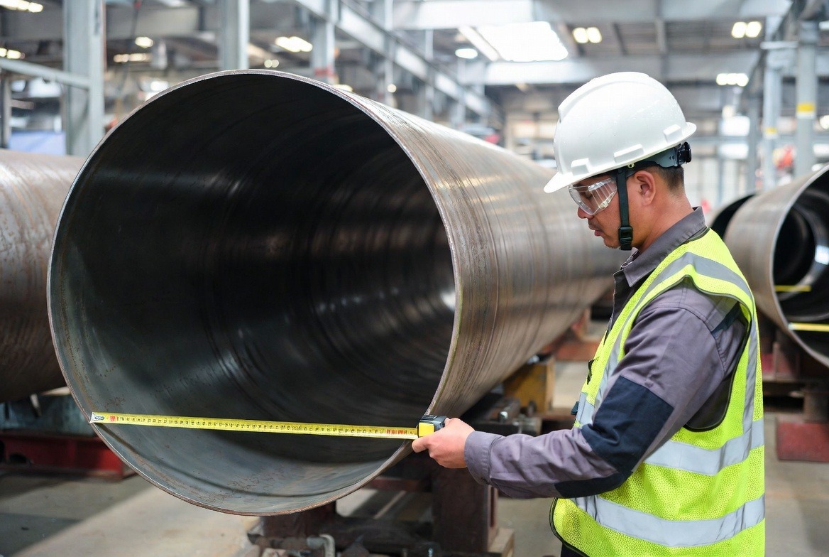 Spiral-weld mill forming large-diameter steel pipe
